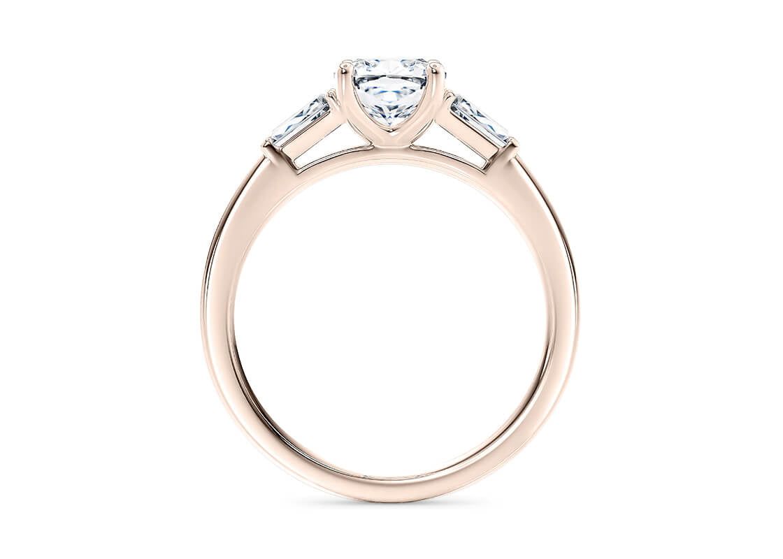 Alexandria Trilogy Rose Gold 18k Cushion Engagement Ring
