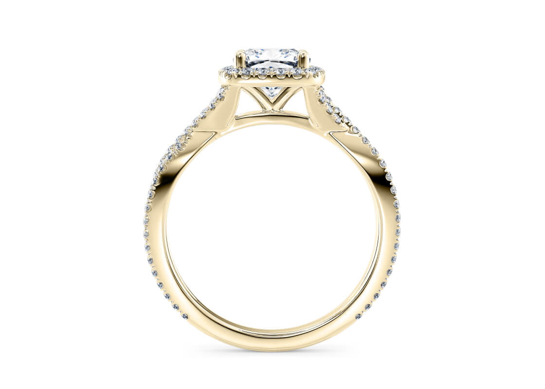 Bellatrix Halo Yellow Gold 18k Cushion Engagement Ring