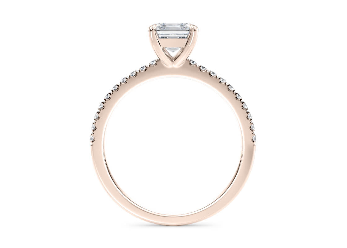 Aria Diamond Band Rose Gold 18k Asscher Engagement Ring