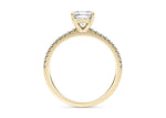 Aria Diamond Band Yellow Gold 18k Cushion Engagement Ring