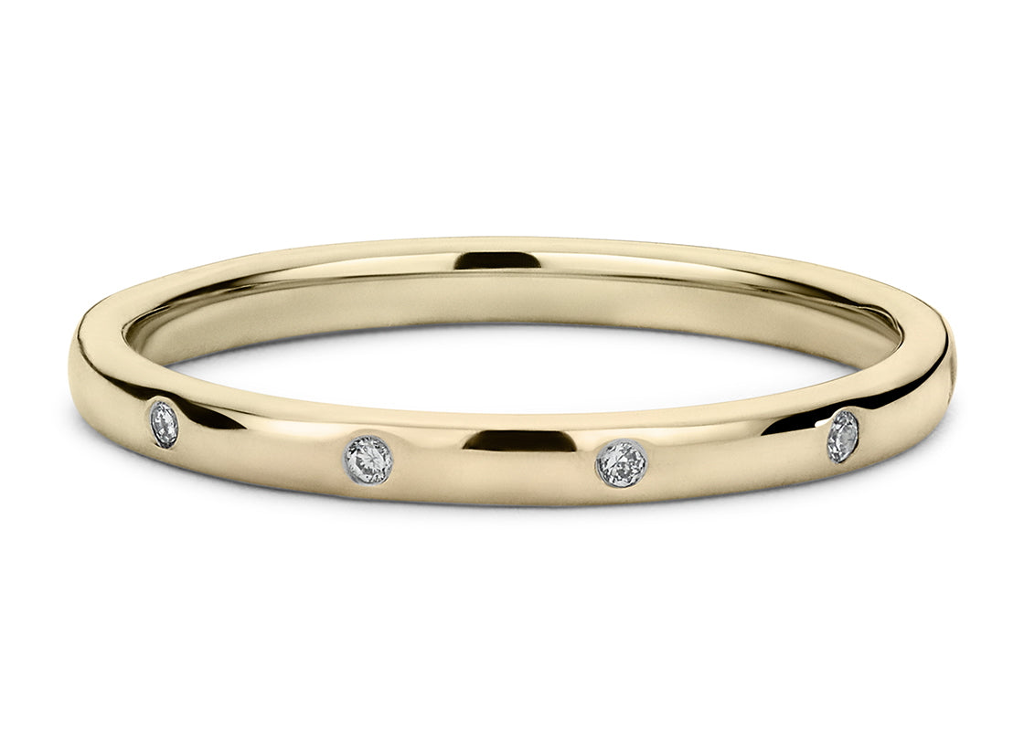 5 stones Yellow Gold 18k Wedding Band