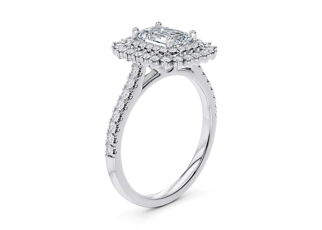 Berkeley Halo Platinum Emerald Engagement Ring
