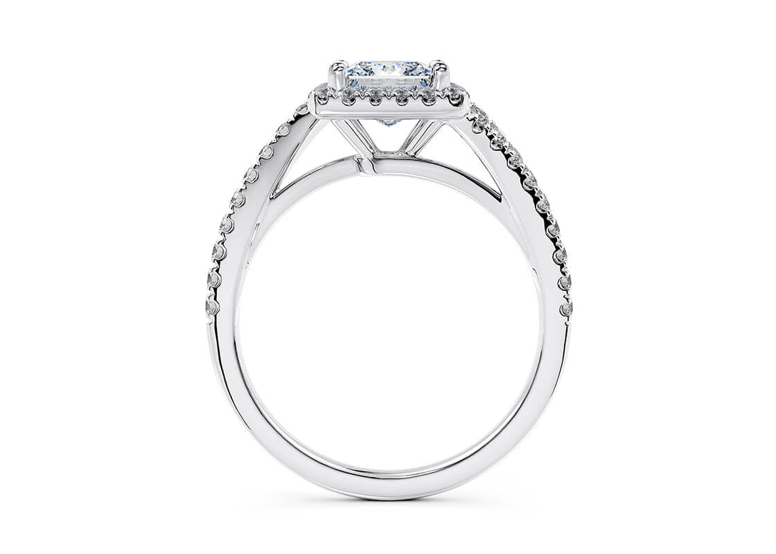 Kew Halo Platinum Princess Engagement Ring