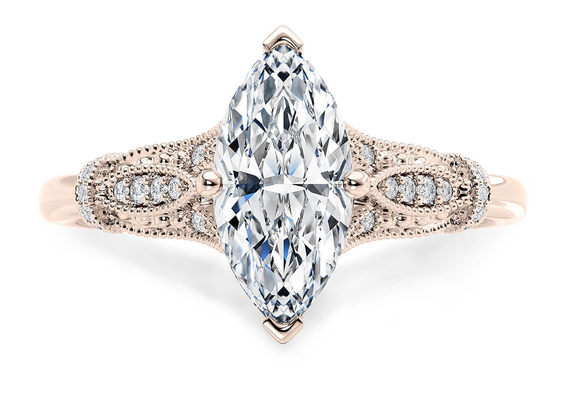 Jasmine Vintage Rose Gold 18k Marquise Engagement Ring