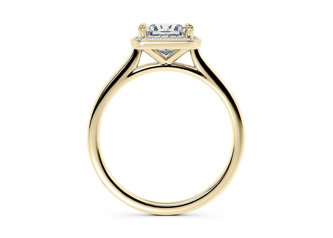 Minerva Halo Yellow Gold 18k Princess Engagement Ring