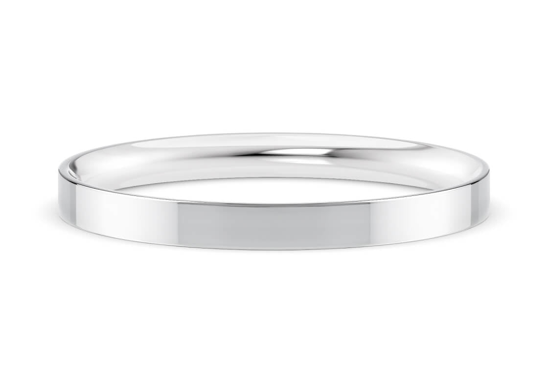Flat Court White Gold 18k Wedding Band