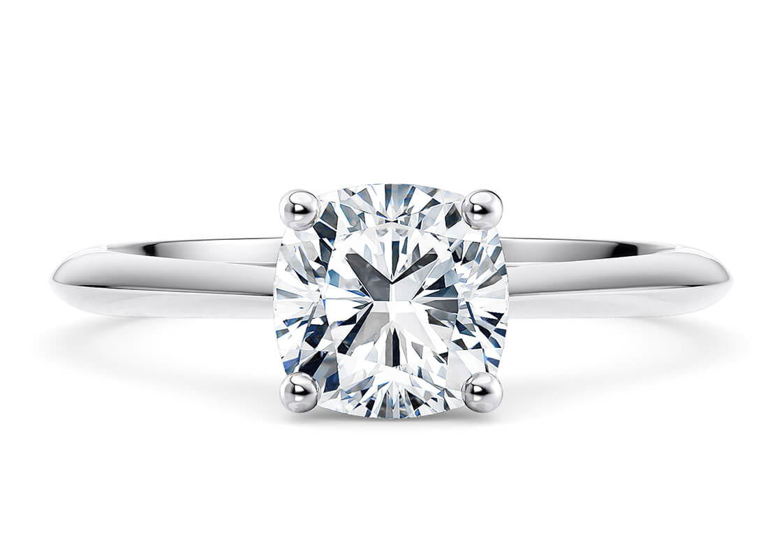 Hope Solitaire Platinum Cushion Engagement Ring