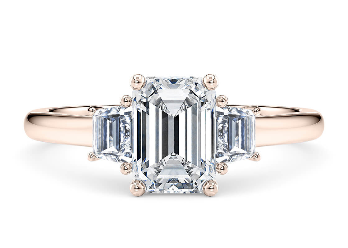 Imperia Trilogy Rose Gold 18k Emerald Engagement Ring