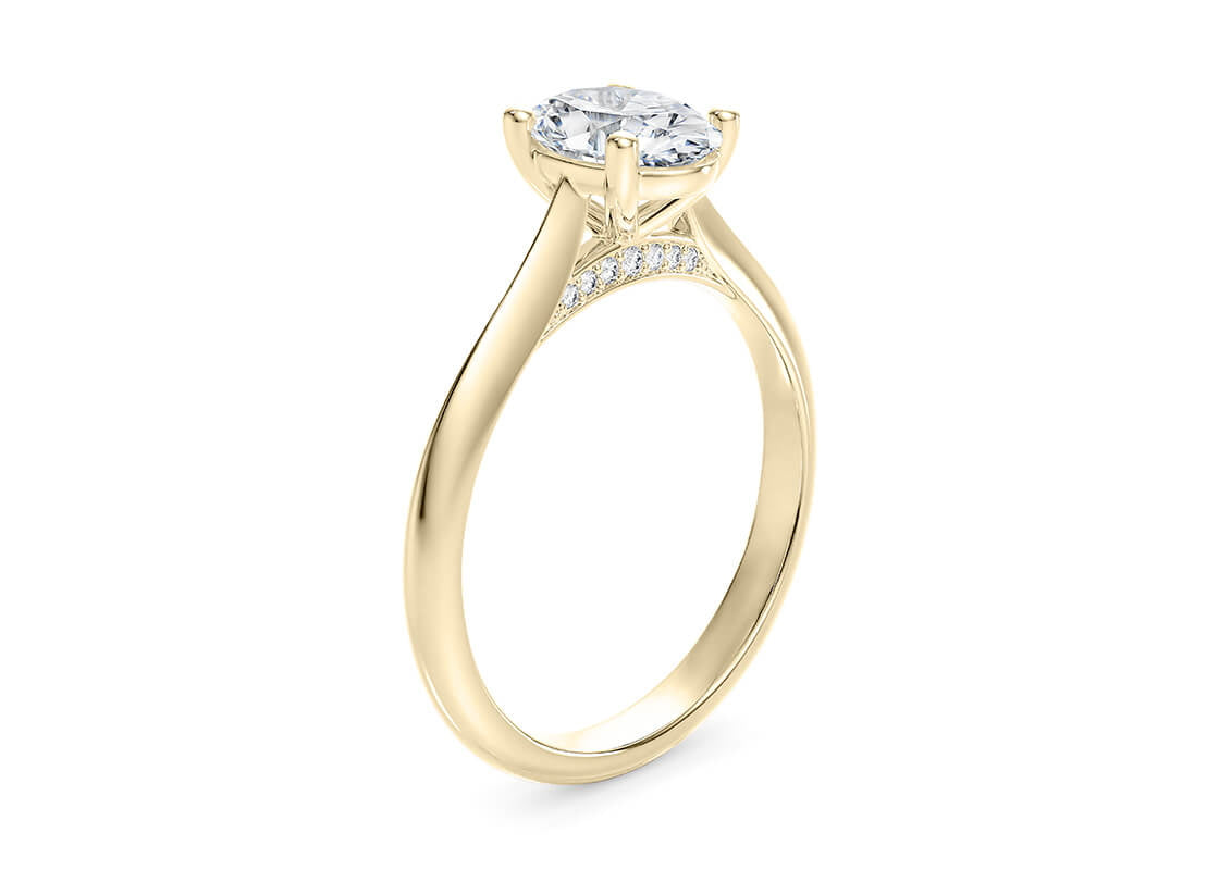 Iris Solitaire Yellow Gold 18k Oval Engagement Ring