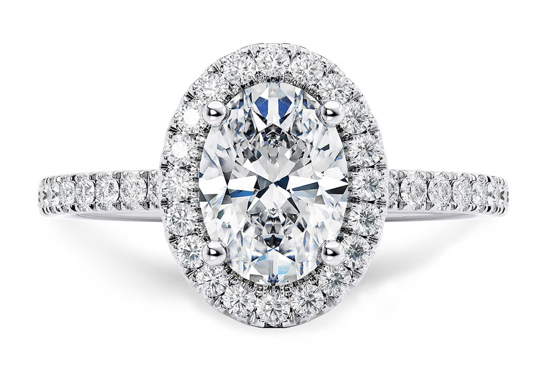 Isabella Halo Platinum Oval Engagement Ring