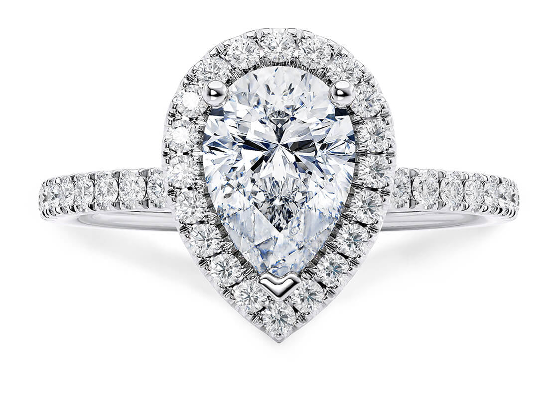 Isabella Halo Platinum Pear Engagement Ring