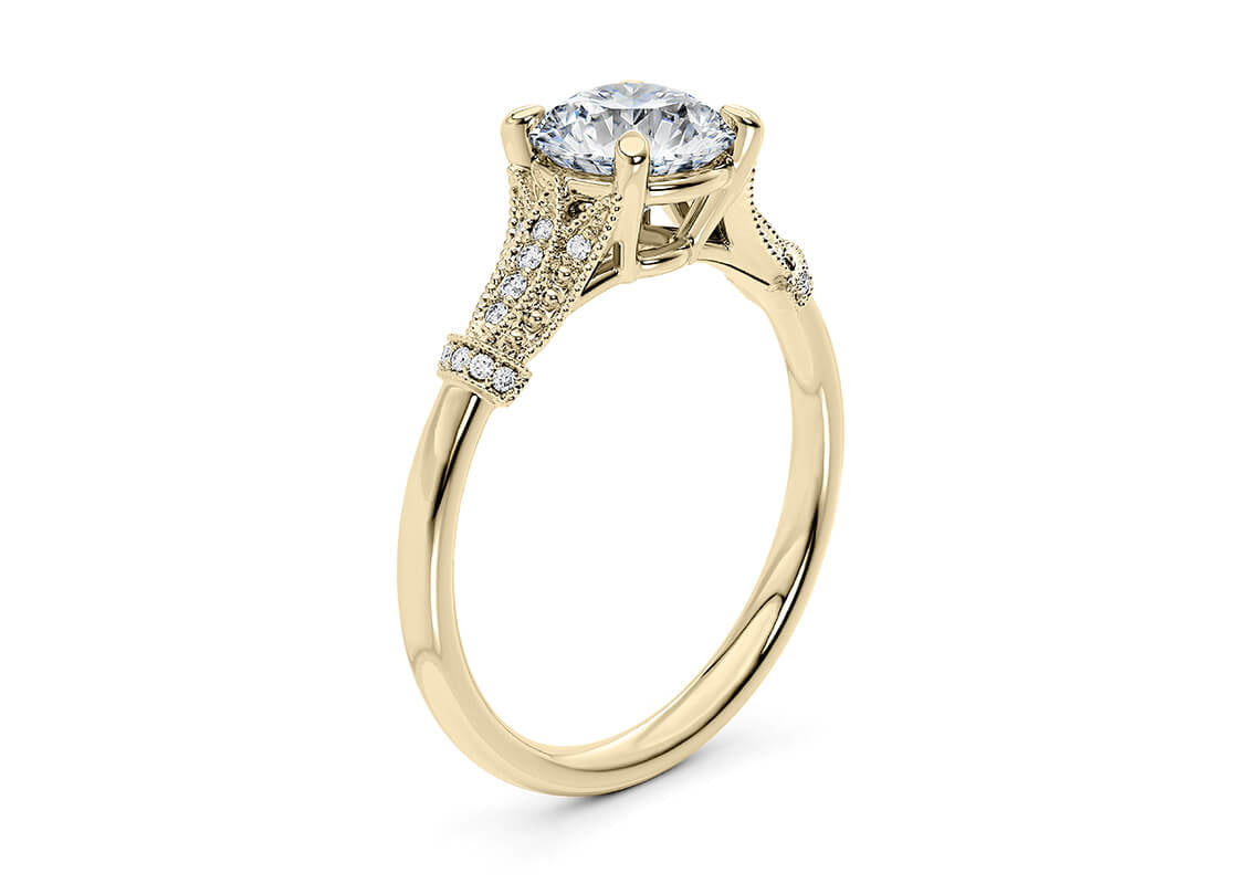 Jasmine Vintage Yellow Gold 18k Round Engagement Ring