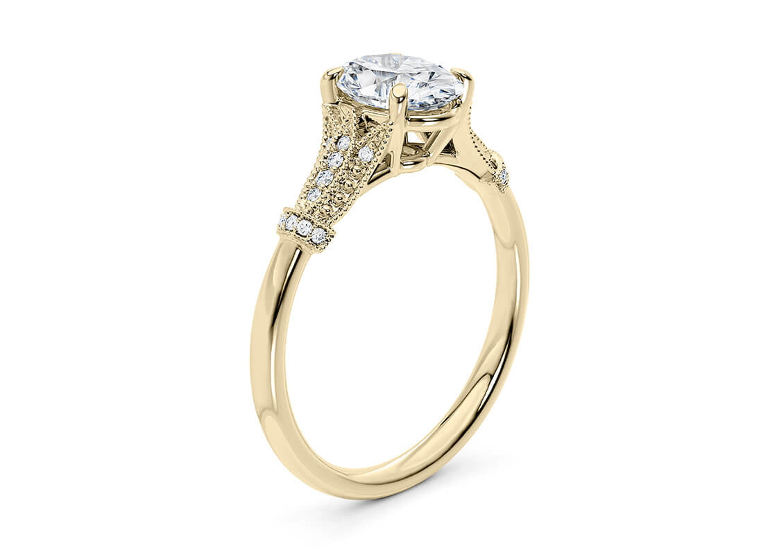 Jasmine Vintage Yellow Gold 18k Oval Engagement Ring