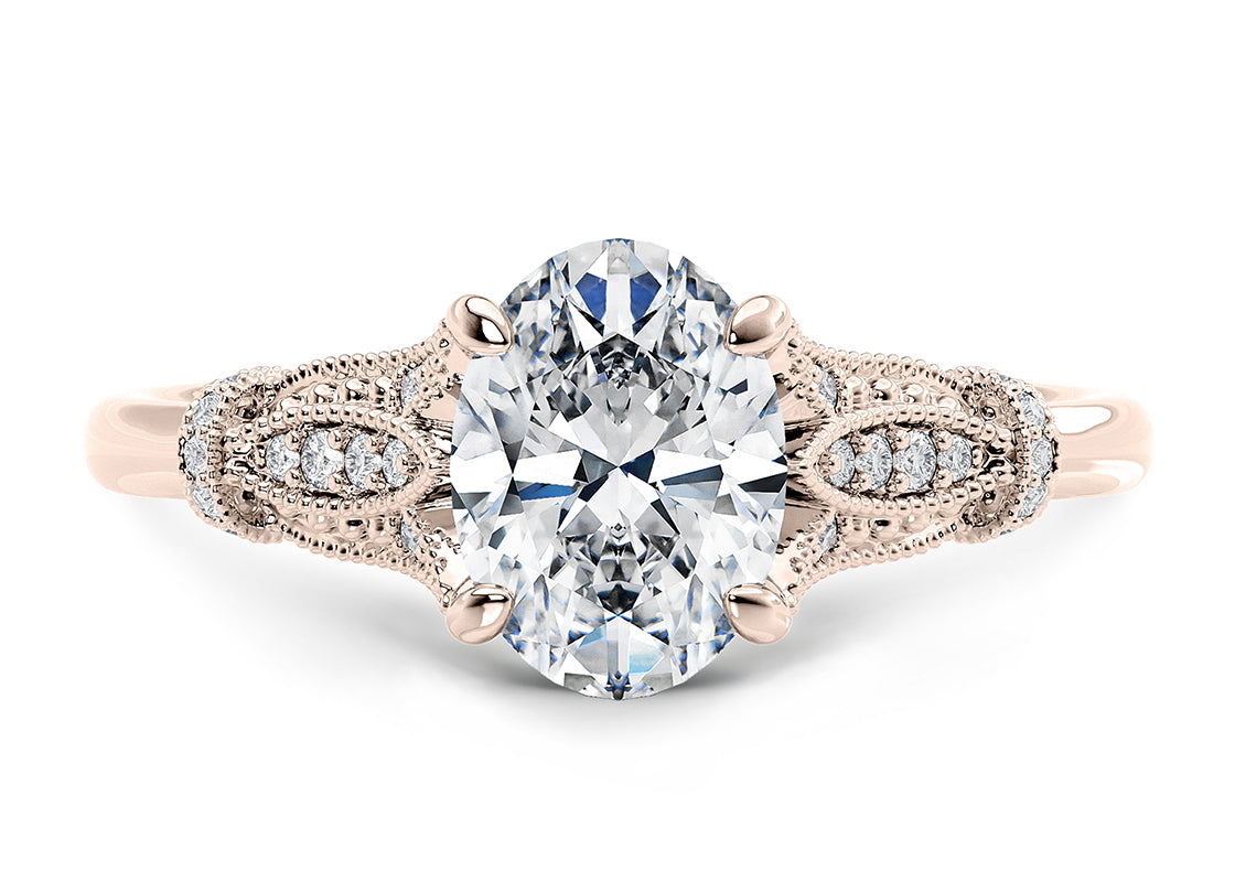Jasmine Vintage Rose Gold 18k Oval Engagement Ring