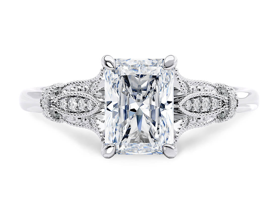 Jasmine Vintage Platinum Radiant Engagement Ring
