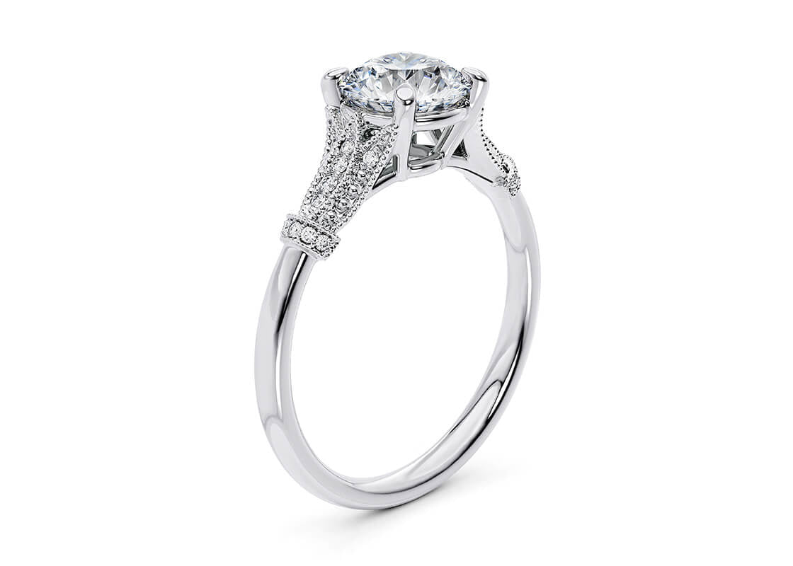 Jasmine Vintage Platinum Round Engagement Ring