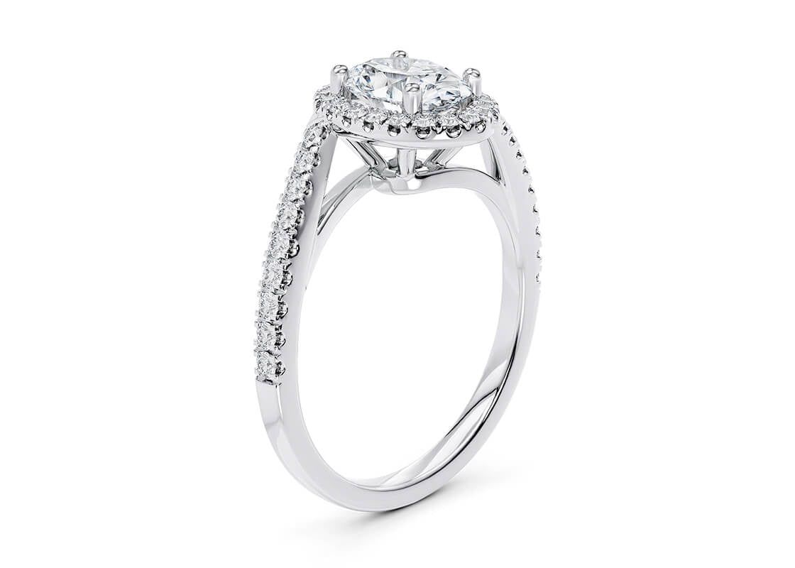 Kew Halo Platinum Oval Engagement Ring