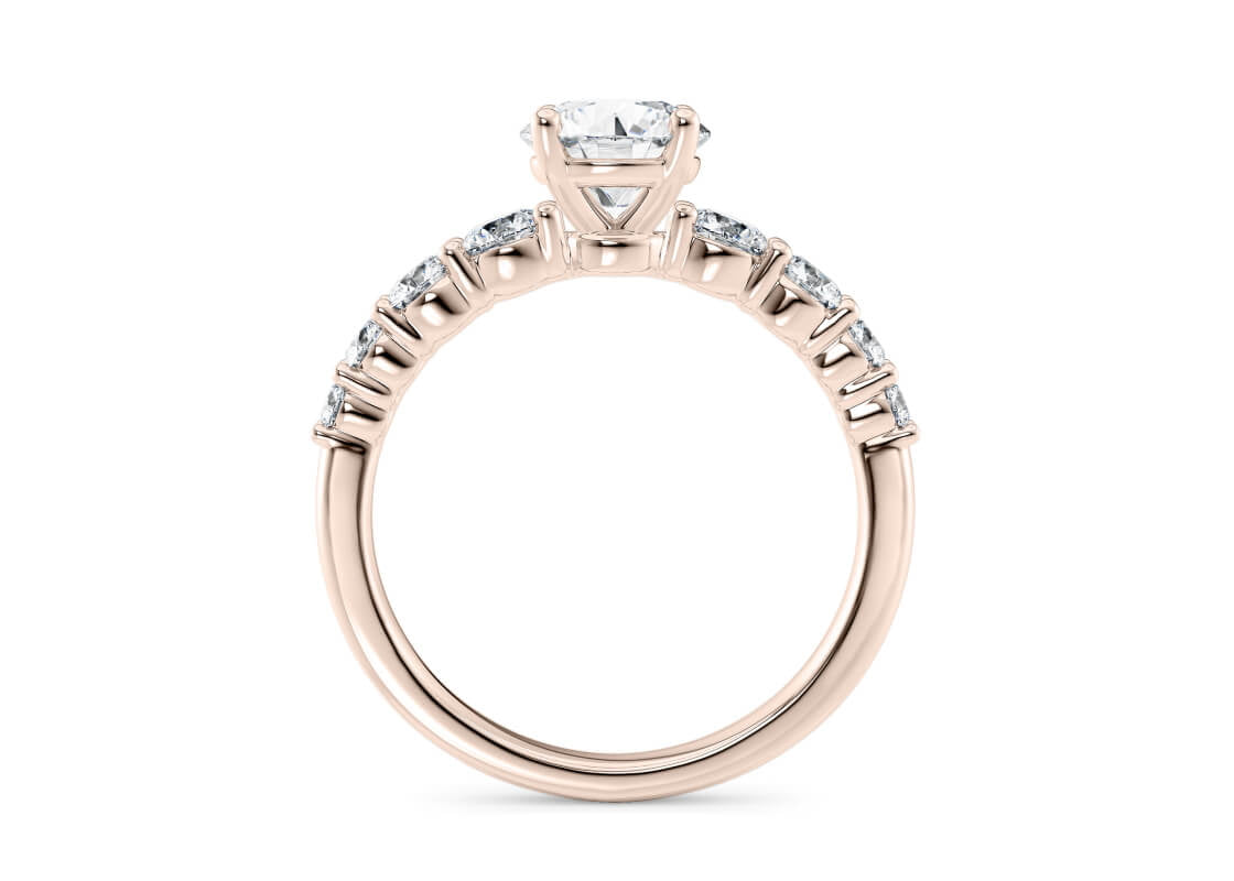 Lyra Diamond Band Rose Gold 18k Round Engagement Ring