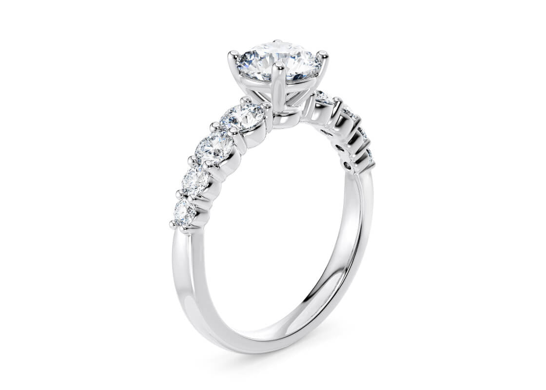 Lyra Diamond Band Platinum Round Engagement Ring