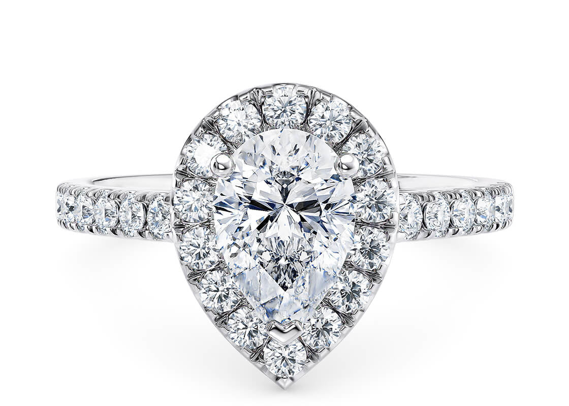 Medici Halo Platinum Pear Engagement Ring