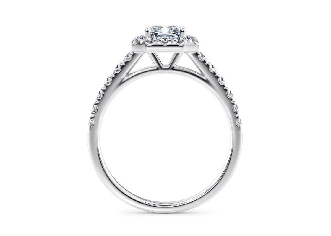 Medici Halo Platinum Radiant Engagement Ring