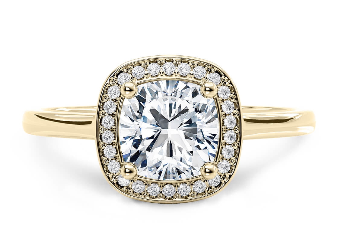 Minerva Halo Yellow Gold 18k Cushion Engagement Ring