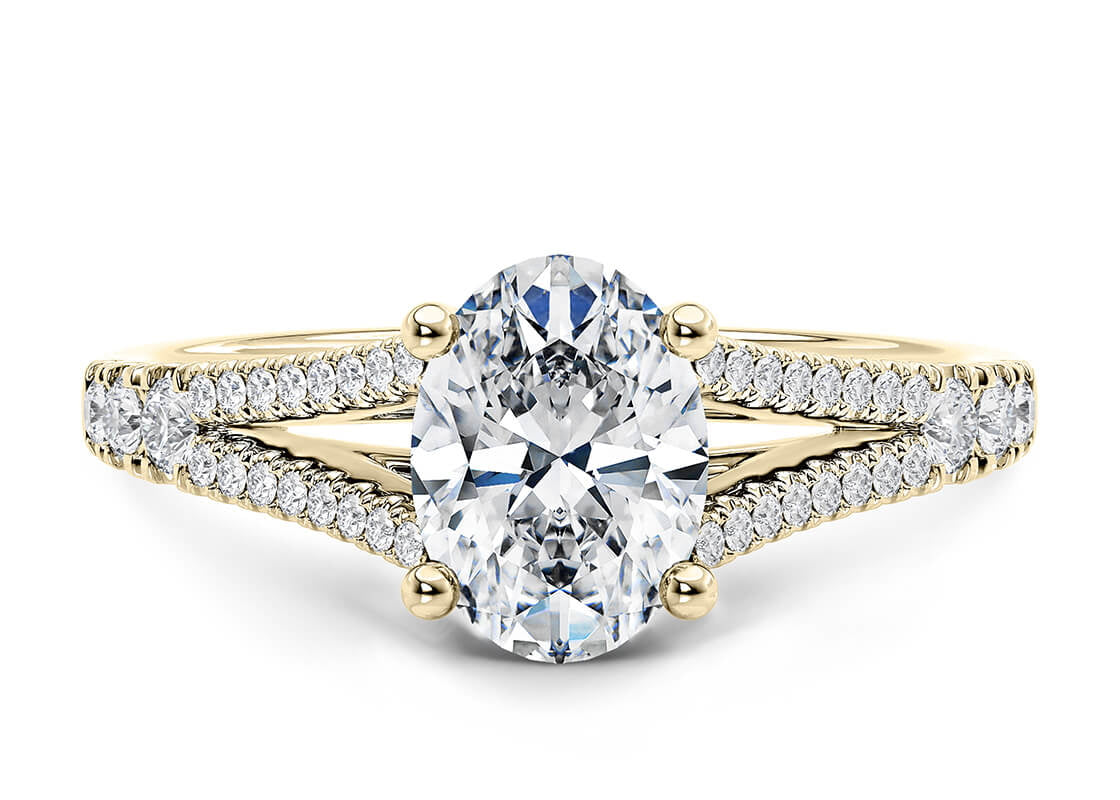 Oxford Diamond Band Yellow Gold 18k Oval Engagement Ring