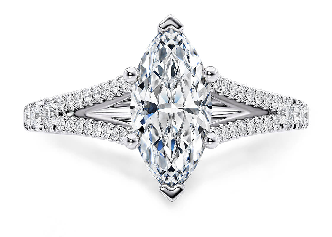 Oxford Diamond Band Platinum Marquise Engagement Ring