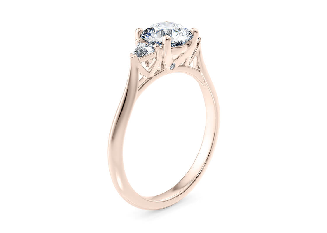 Paris Trilogy Rose Gold 18k Round Engagement Ring