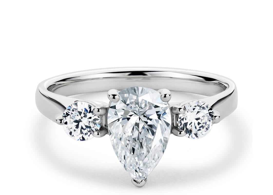 Roma Trilogy Platinum Pear Engagement Ring