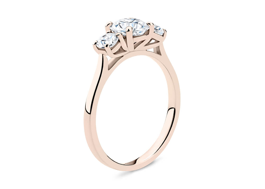Roma Trilogy Rose Gold 18k Round Engagement Ring