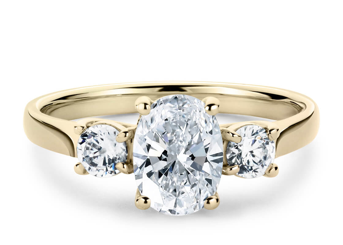 Roma Trilogy Yellow Gold 18k Oval Engagement Ring