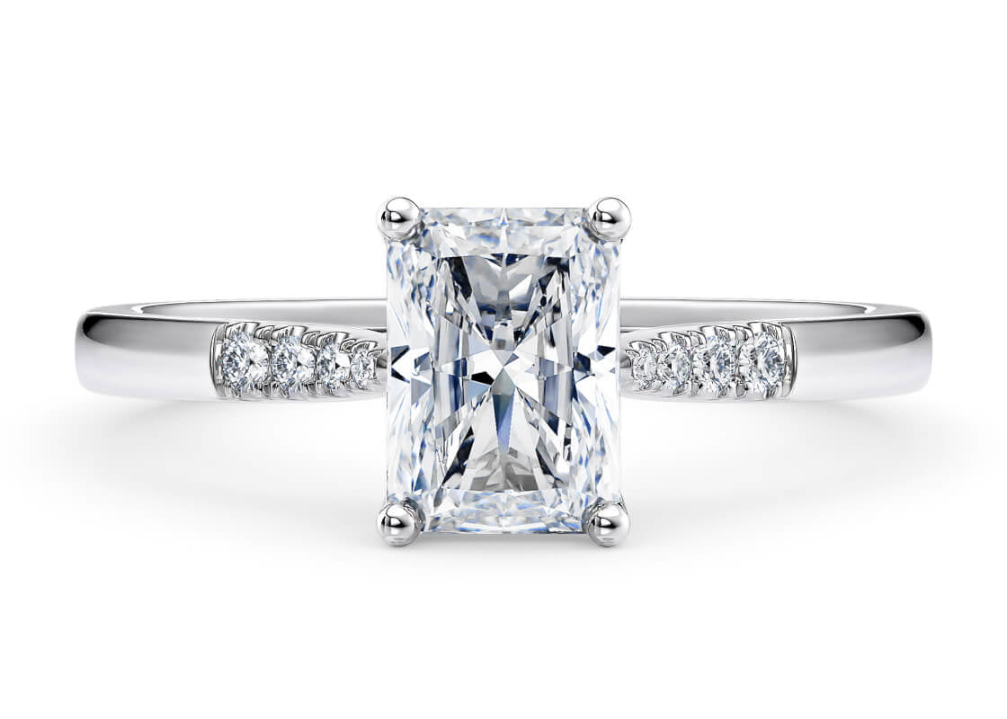 Thea Diamond Band Platinum Radiant Engagement Ring