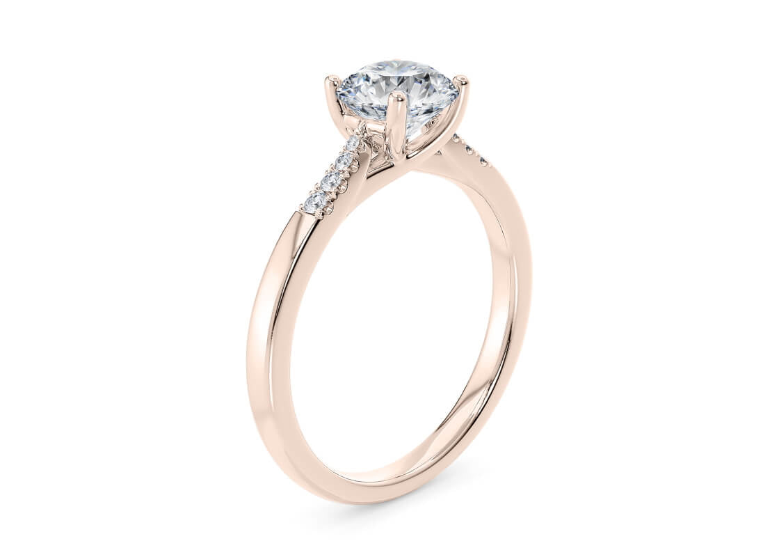Thea Diamond Band Rose Gold 18k Round Engagement Ring
