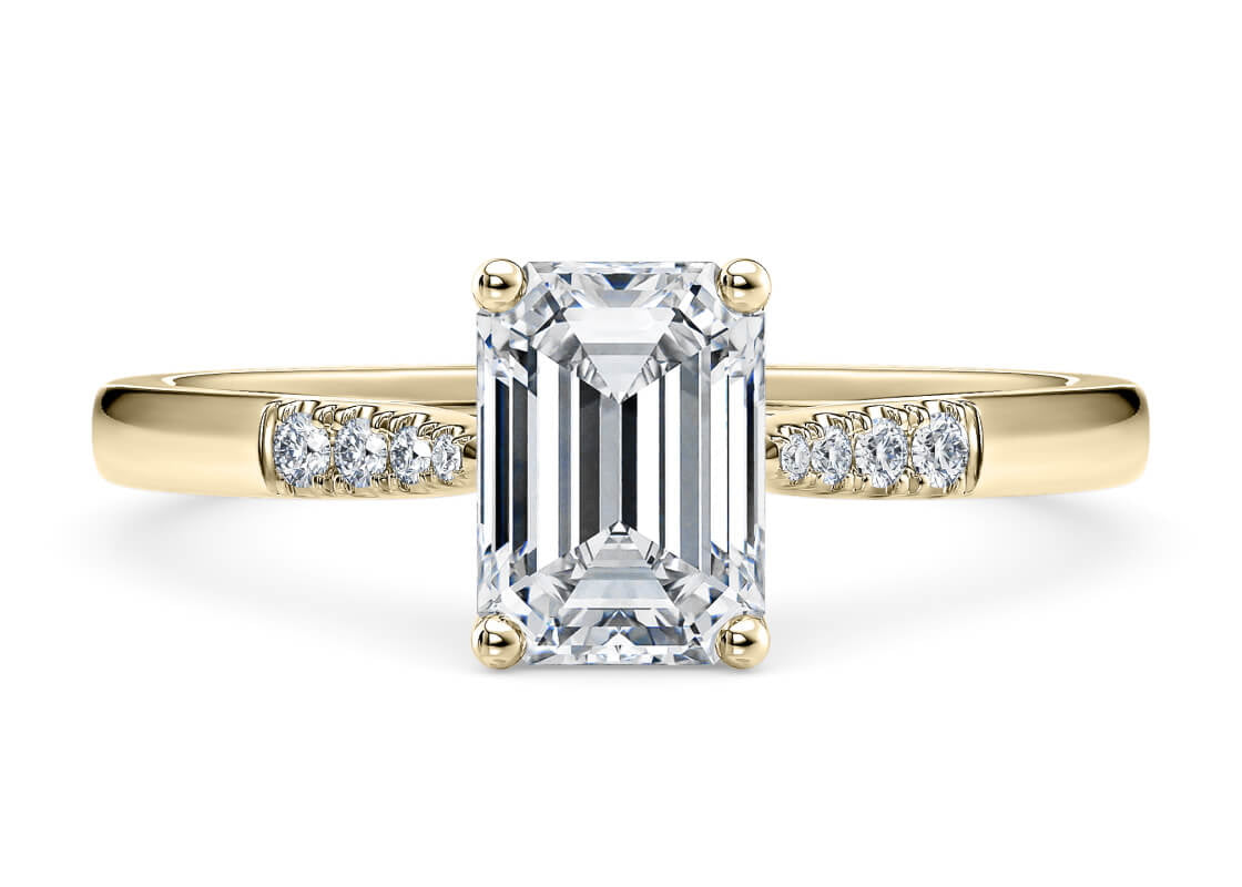 Thea Diamond Band Yellow Gold 18k Emerald Engagement Ring