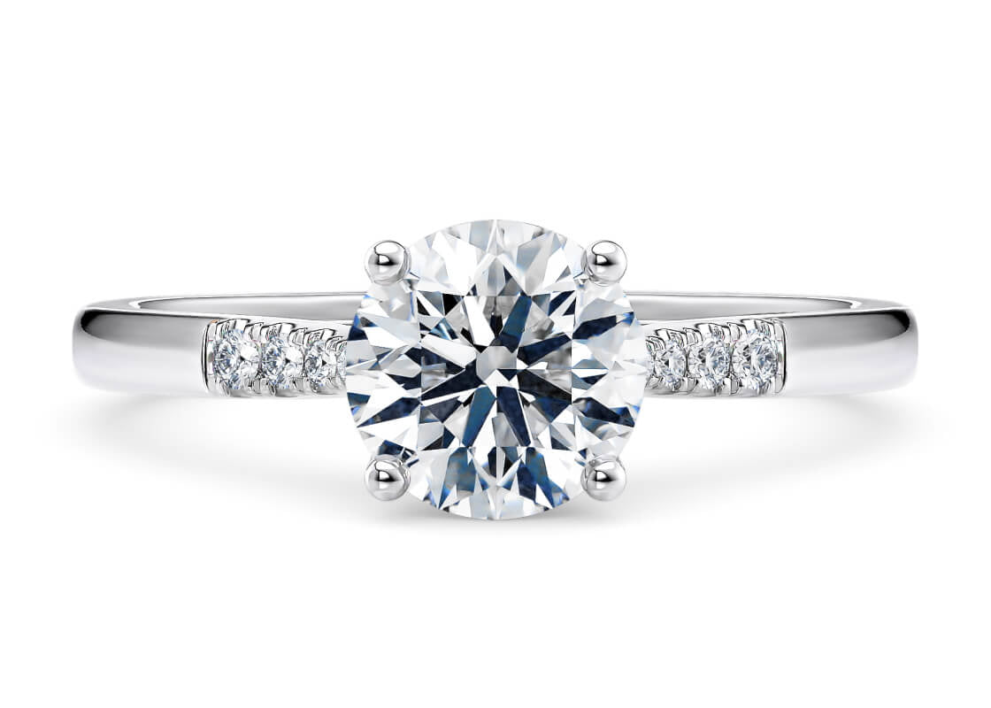 Thea Diamond Band Platinum Round Engagement Ring