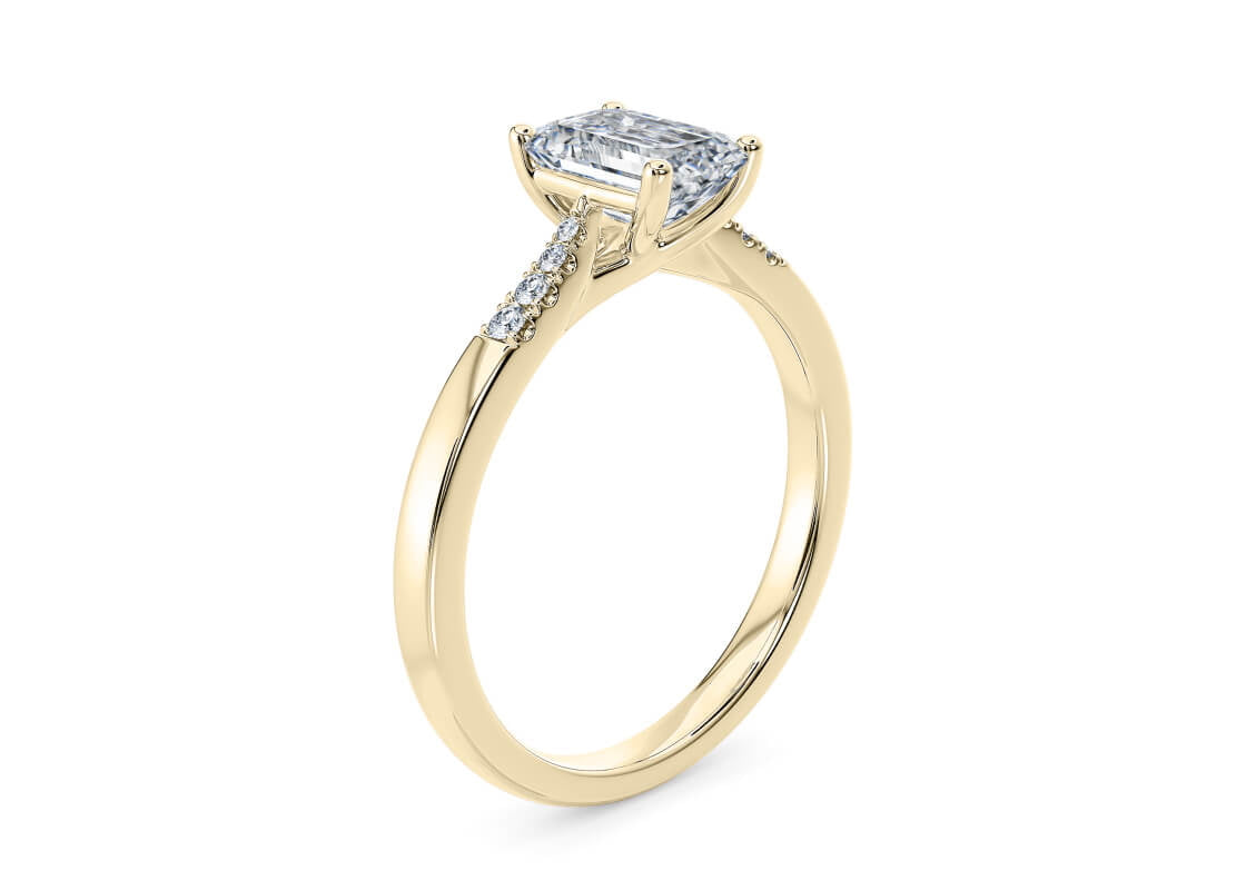 Thea Diamond Band Yellow Gold 18k Emerald Engagement Ring