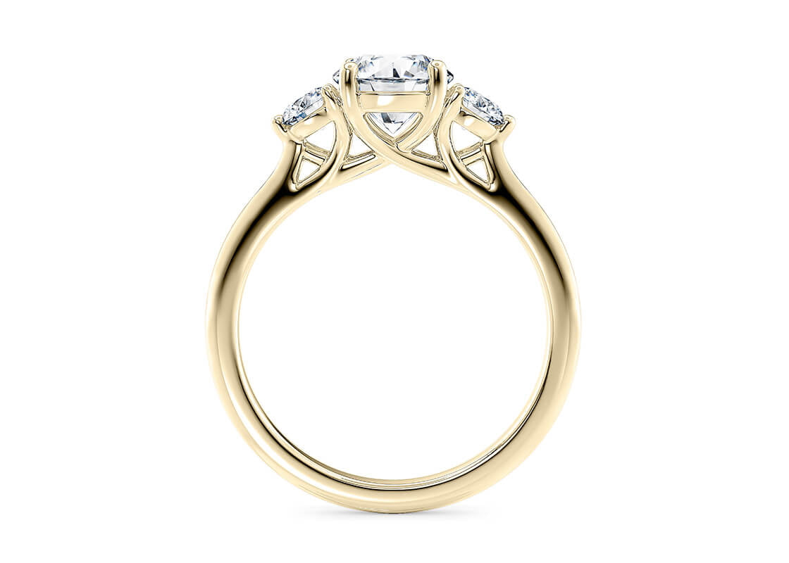 Valencia Trilogy Yellow Gold 18k Round Engagement Ring