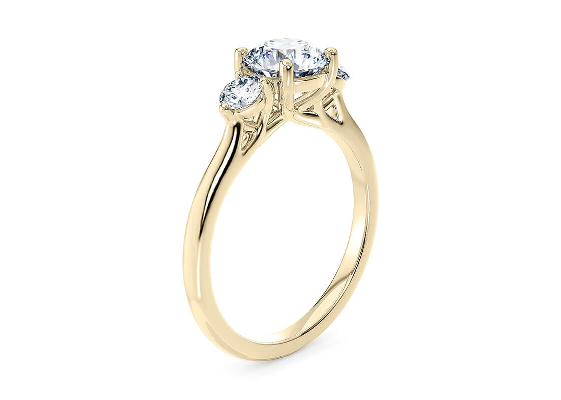 Valencia Trilogy Yellow Gold 18k Round Engagement Ring