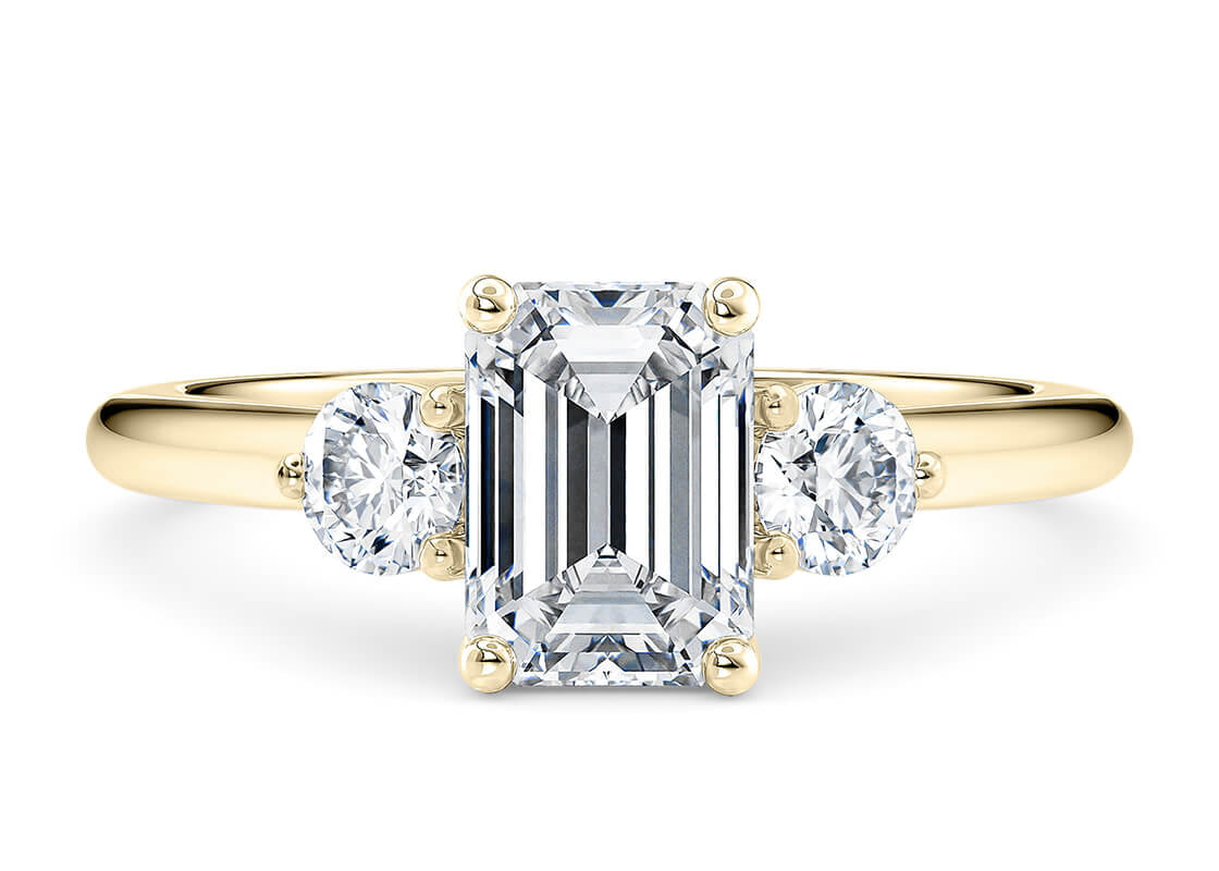 Valencia Trilogy Yellow Gold 18k Emerald Engagement Ring
