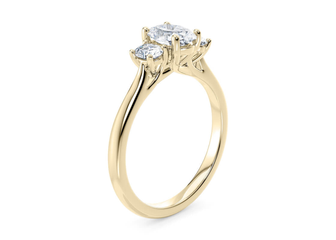Venice Trilogy Yellow Gold 18k Oval Engagement Ring