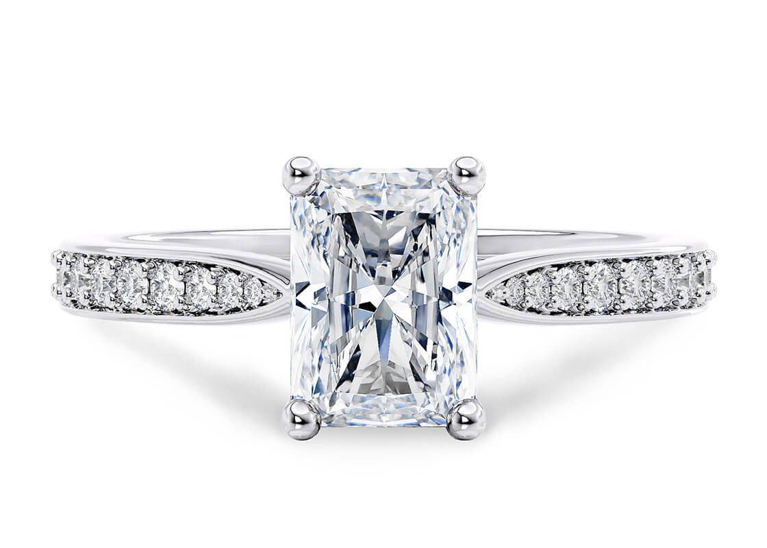 Victoria Diamond Band Platinum Radiant Engagement Ring