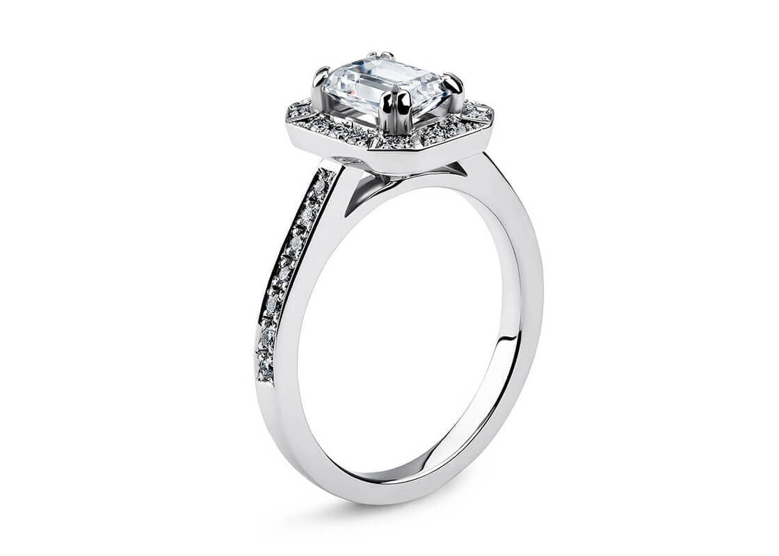 Zelda Halo Platinum Emerald Engagement Ring